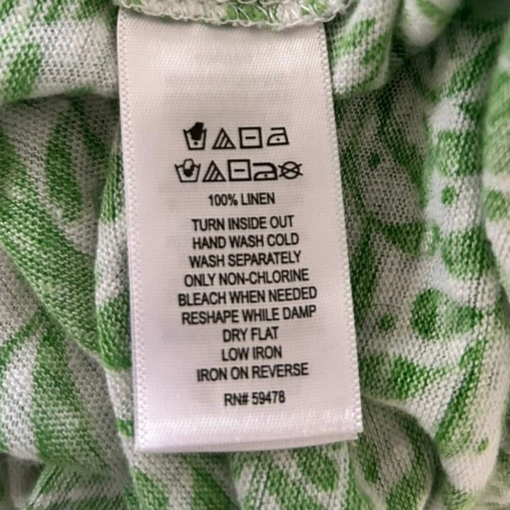 C&C California Green White Floral Linen T Shirt Top Womens L Botanical Boho - Picture 7 of 7